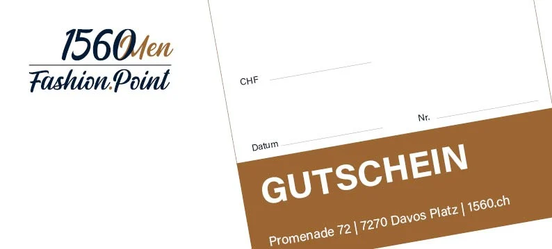 1560men fashion.point voucher with fields for amount, date and number and the address Promenade 72