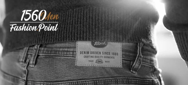 1560men fashion.point voucher, photo side: the logo over jeans with a Petrol label